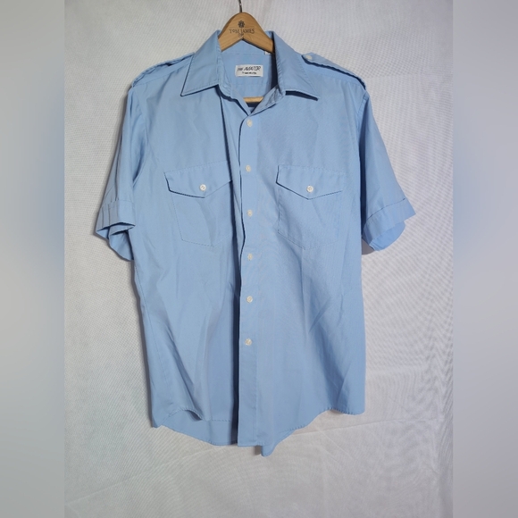 Pilot Uniform Men's Blue Short Sleeve Shirt The Aviator By Van Husen - Picture 2 of 6